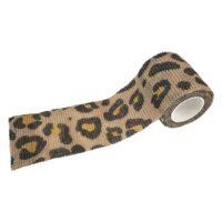 Fascia Grip marrone e beige con motivo leopardato su sfondo bianco
