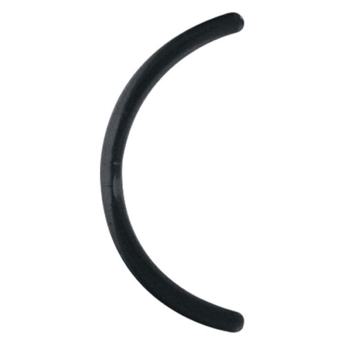 Barra piercing in bioplast nero curvato, spessore 1,6 mm, lunghezza 30 mm su sfondo bianco