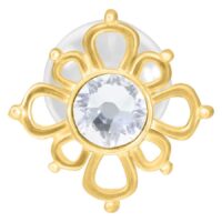 Goldener Labret mit Kristall im orientalischen Design auf weißem Hintergrund