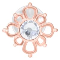 Labret Push-Fit in oro rosa con pietra cristallina su sfondo bianco