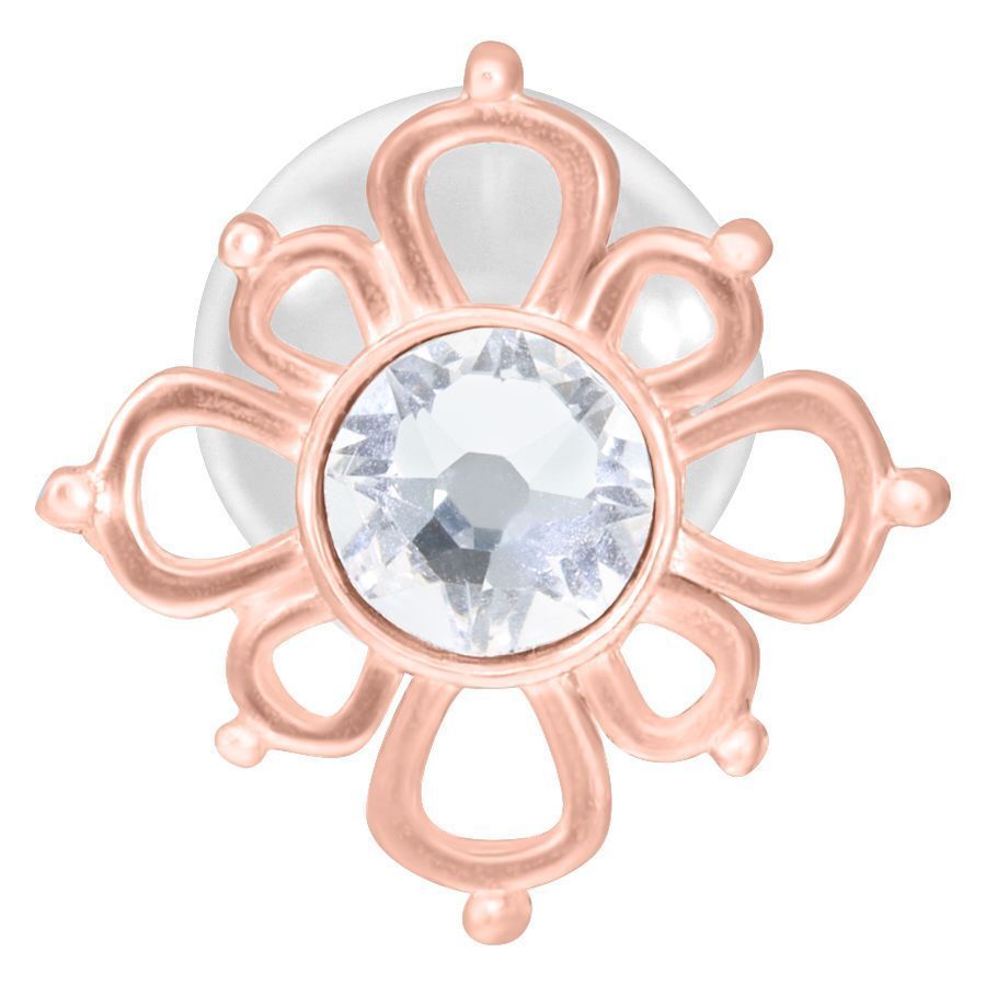 Labret Push-Fit in oro rosa con pietra cristallina su sfondo bianco