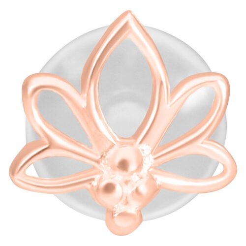Labret a forma di loto in oro rosa su sfondo bianco