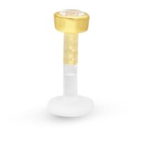 Labret dorato con cristallo su sfondo bianco