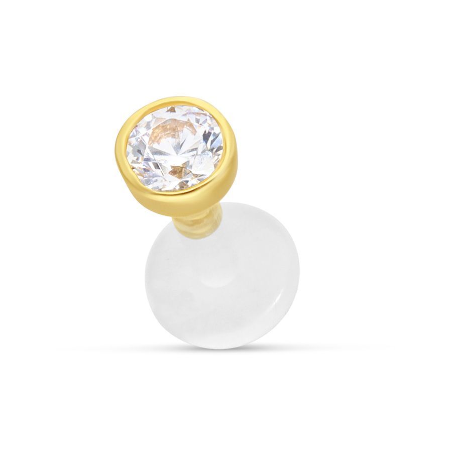 Labret dorato con cristallo chiaro su sfondo bianco