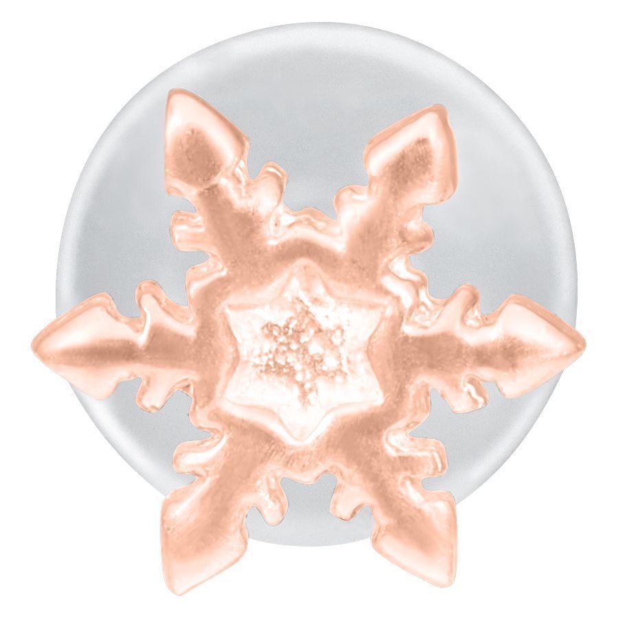 Labret fiocco di neve in oro rosa su sfondo bianco