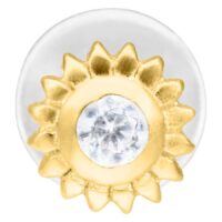 Labret Push-Fit dorato con pietra cristallina su sfondo bianco