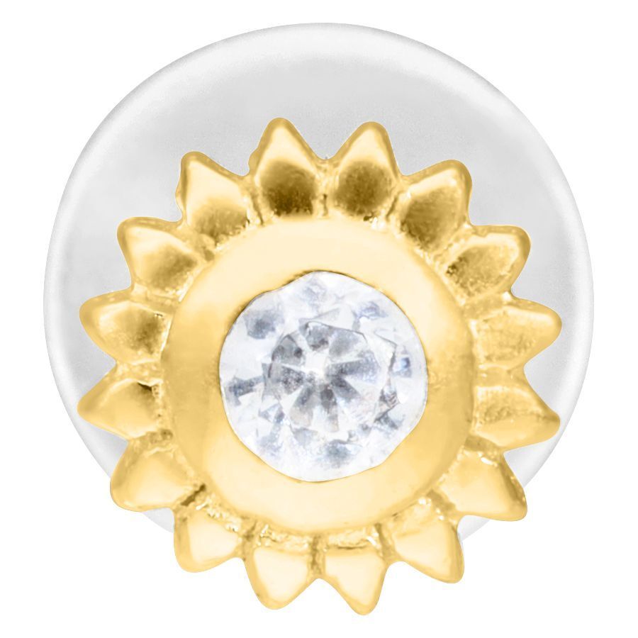 Labret Push-Fit dorato con pietra cristallina su sfondo bianco