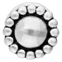 Labret Push-Fit in argento con piastra rotonda e design a sfera