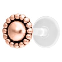 Piercing Nub Labret Push-Fit in Oro Rosa su sfondo bianco