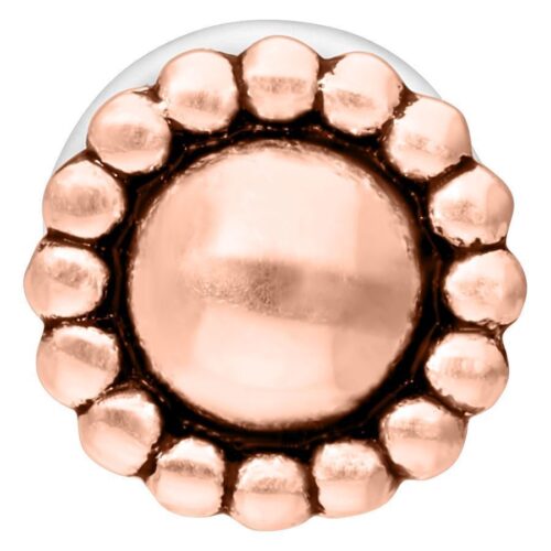 Nub Labret Push-Fit in oro rosa con design rotondo e lucido su sfondo bianco