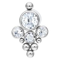 Labret push-fit in argento con cristalli chiari su sfondo bianco