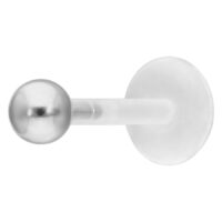 Labret Push-Fit a Sfera Argento in acciaio chirurgico su sfondo bianco