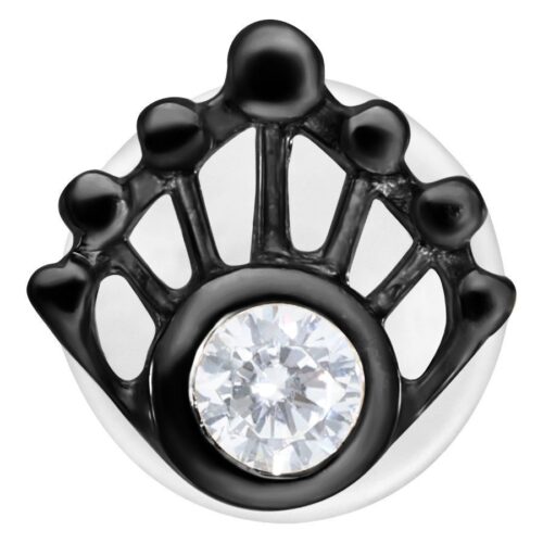 Labret nero Mermaid Push-Fit con pietra cristallina su sfondo bianco