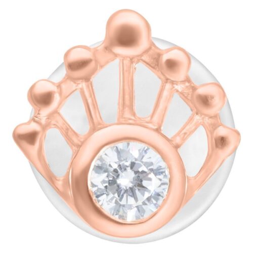 Labret Mermaid Push-Fit in oro rosa con cristallo chiaro su sfondo bianco
