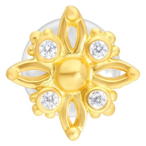 Labret dorato con design a stella e cristalli chiari su sfondo bianco