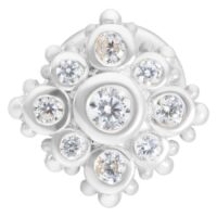 Labret in argento con cristalli scintillanti su sfondo bianco