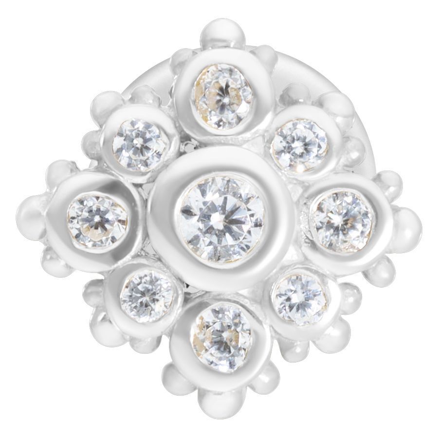 Labret in argento con cristalli scintillanti su sfondo bianco