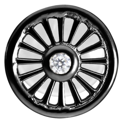 Labret nero con sistema Push-Fit e cristallo centrale su sfondo bianco