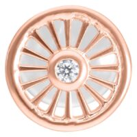 Labret in oro rosa con sistema Push-Fit e pietra scintillante su sfondo bianco
