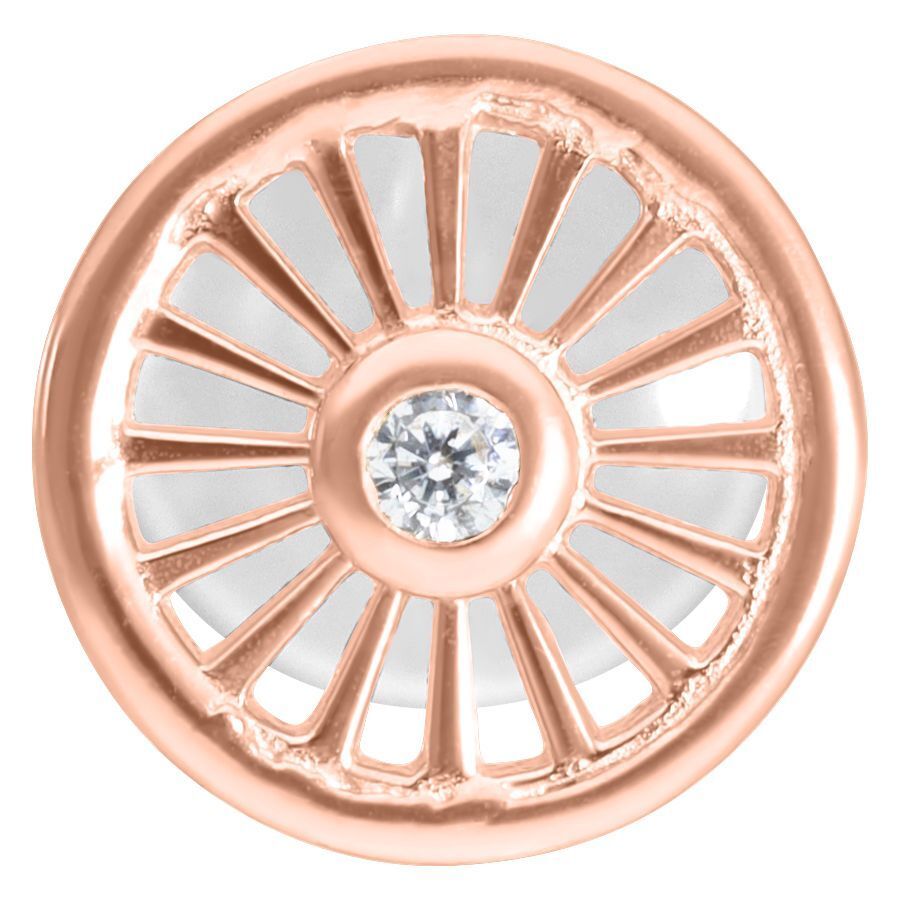 Labret in oro rosa con sistema Push-Fit e pietra scintillante su sfondo bianco