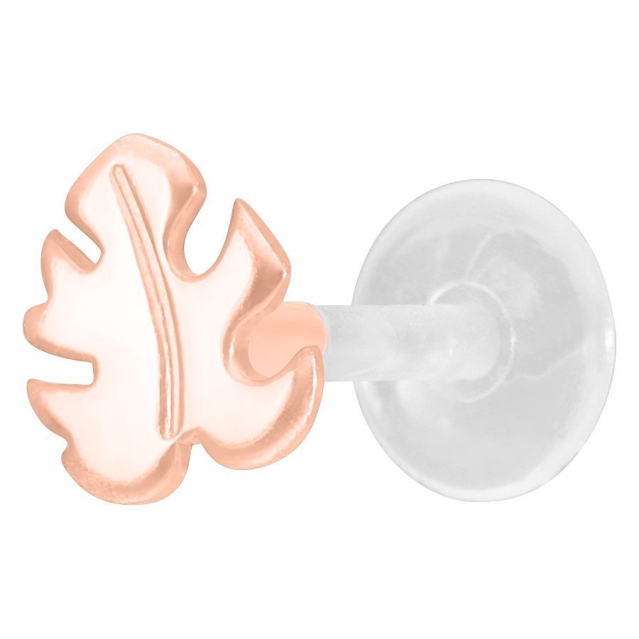 Labret Monstera in oro rosa con Push-Fit su sfondo bianco