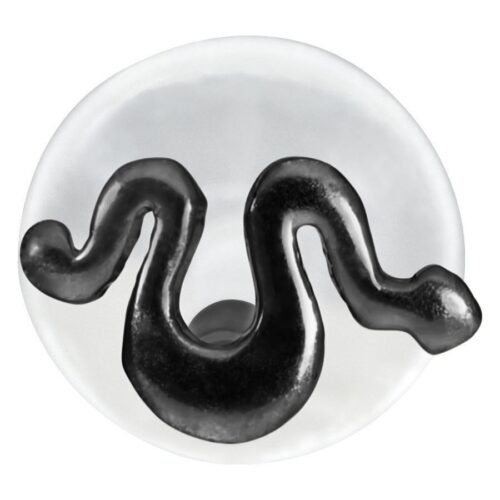 Labret Snake Push-Fit nero in bioplastica su sfondo bianco