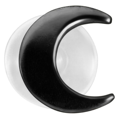 Labret Moon Push-Fit nero in bioplastica su sfondo bianco