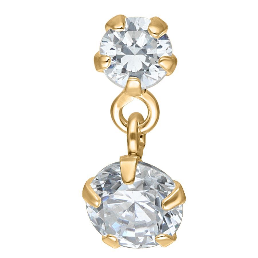 Labret con Cristallo Pendente Dorato Labret dorato con cristallo pendente su sfondo bianco