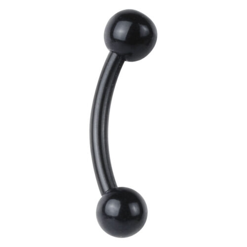 Micro Bananabell nero curvo in Bioplast con sfere su sfondo bianco