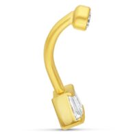 Microbananabell in Oro 18K con Cristallo Baguette Bananabell dorato con cristallo su sfondo bianco