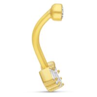 Microbananabell in oro 18K con cristallo Microbananabell in oro 18K con cristallo chiaro su sfondo bianco