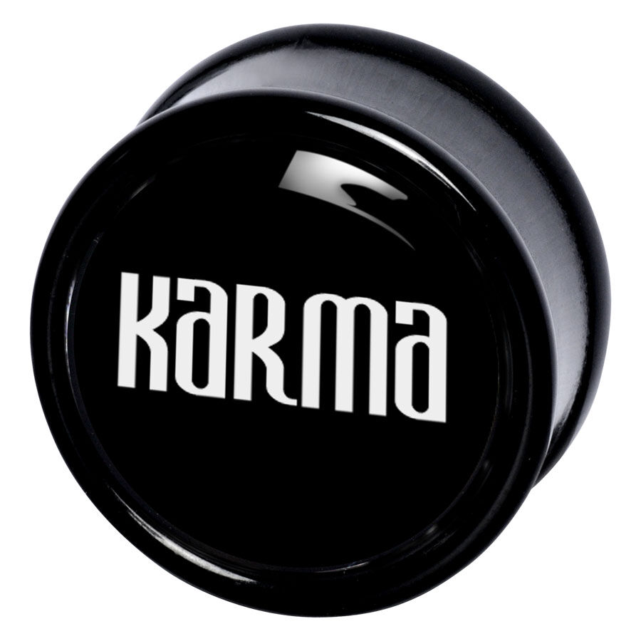 Karma Plug di Wildcat in Nero e Bianco Plug nero con scritta 'Karma' bianca, superficie liscia in PMMA