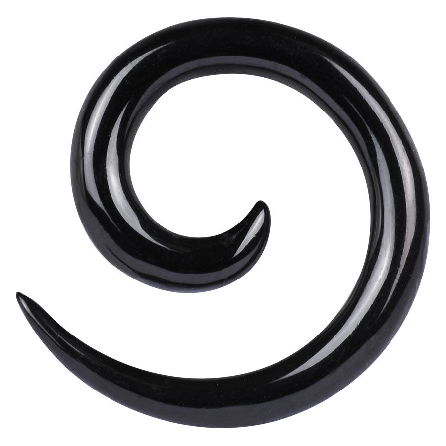 Piercing a spirale nero in acciaio chirurgico Spirale nera in acciaio chirurgico su sfondo bianco