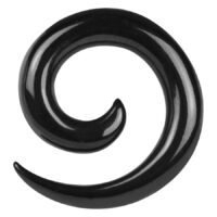 Piercing a spirale nero in acciaio chirurgico Piercing a spirale nero in acciaio chirurgico lucido su sfondo bianco