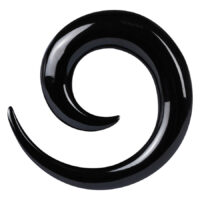 Spirale nera Steel Blackline® per orecchio Spirale piercing nera in acciaio chirurgico su sfondo bianco
