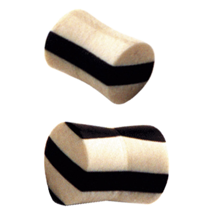Plug in legno bianco e nero 12mm Plug in legno bianco e nero, 12mm, su sfondo bianco