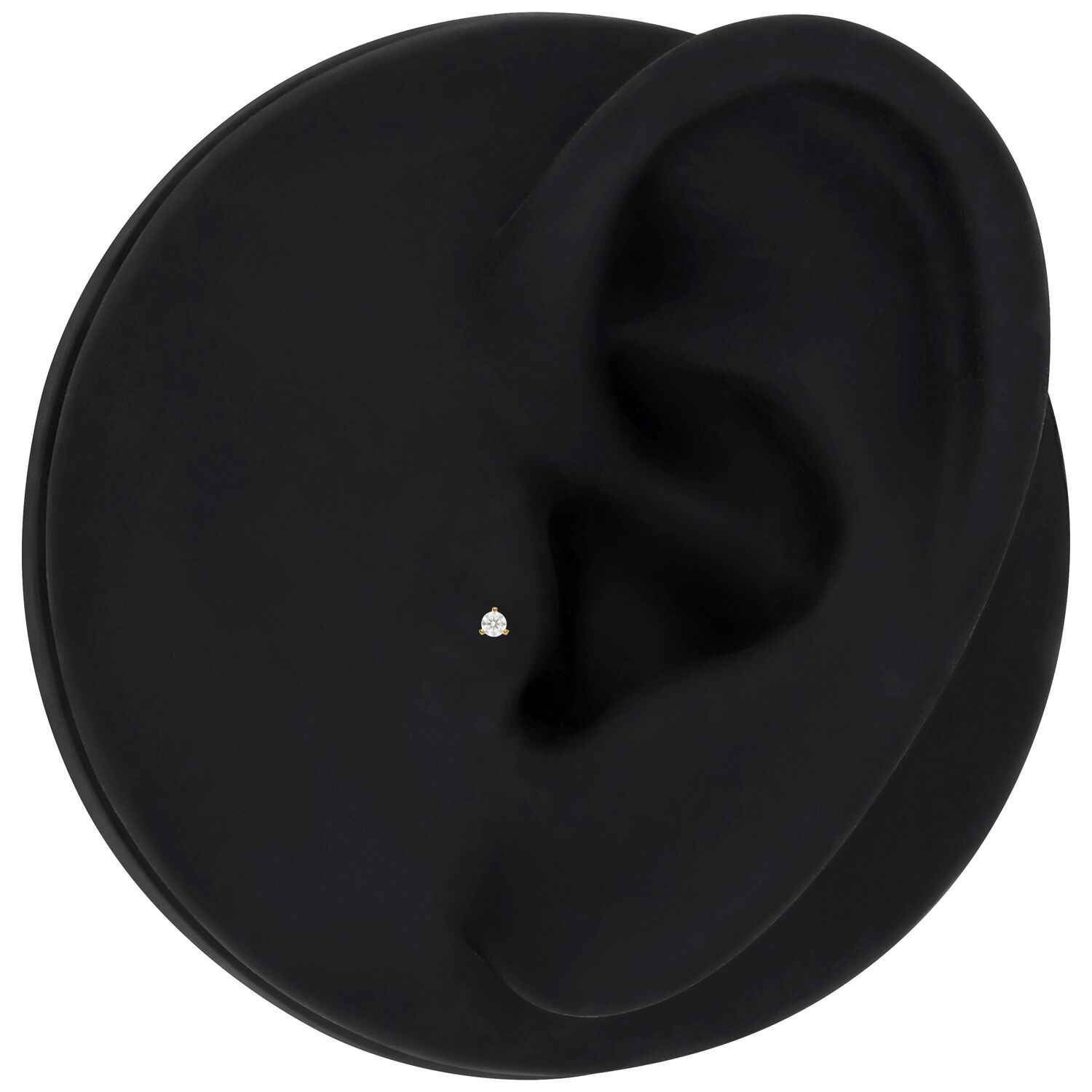 Piccolo attacco rotondo in Moissanite 14K oro su sfondo nero