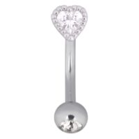 Micro Bananabell a cuore in argento con cristallo chiaro su sfondo bianco