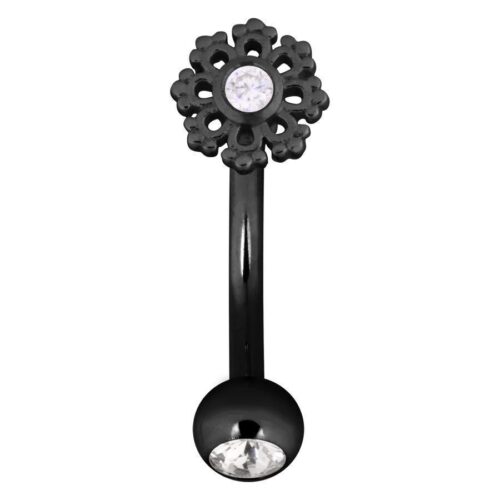 Micro Bananabell nero con fiocco di neve e cristallo trasparente