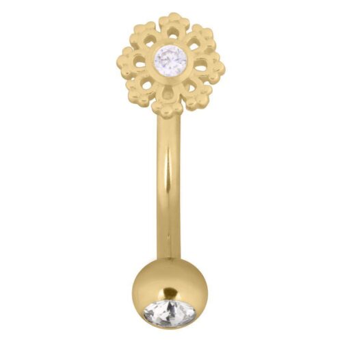 Micro Bananabell dorato con design a fiocco di neve e cristallo, 12mm