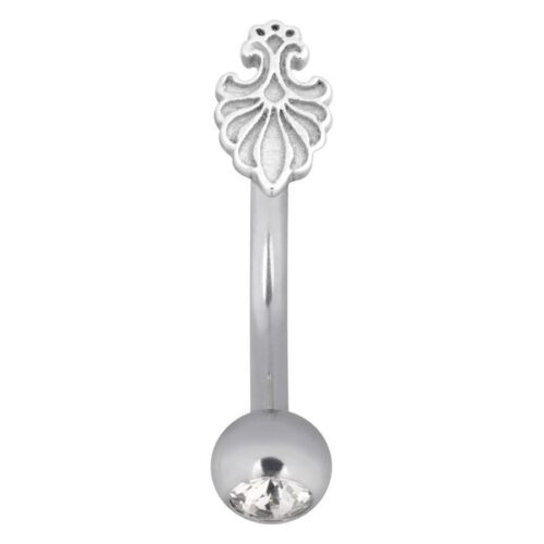 Barock Fan Micro Bananabell in argento con cristallo su sfondo bianco