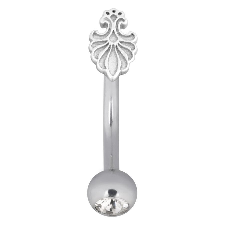 Barock Fan Micro Bananabell in argento con cristallo su sfondo bianco