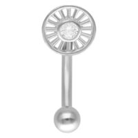 Bananabell in argento con cristallo chiaro scintillante su sfondo bianco