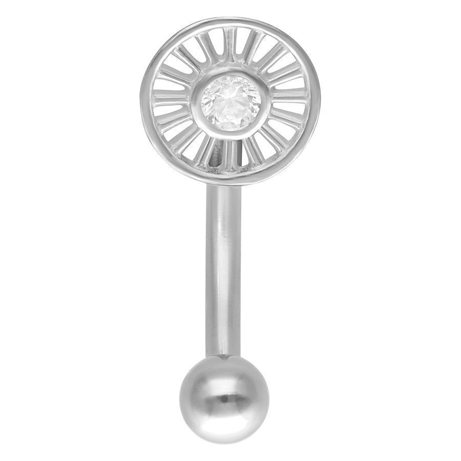 Bananabell in argento con cristallo chiaro scintillante su sfondo bianco