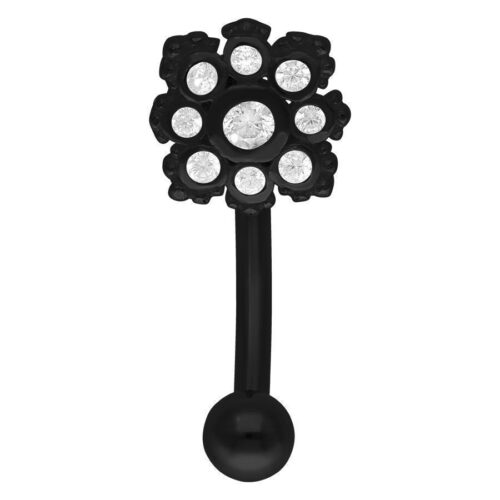 Bananabell nero con cristalli scintillanti su sfondo bianco