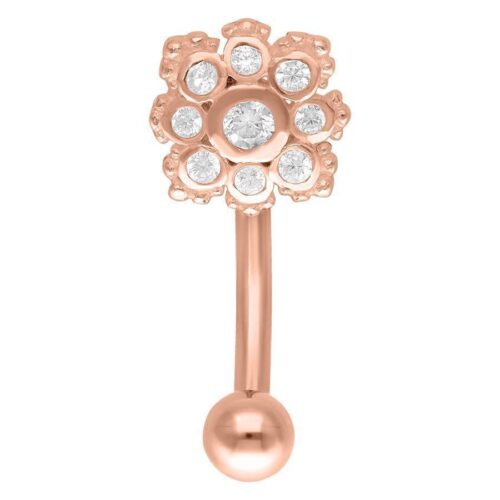 Micro Bananabell oro rosa con cristalli floreali, 12mm