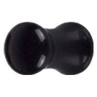 Plug in acrilico nero per piercing all'orecchio Plug in acrilico nero a forma cilindrica su sfondo bianco