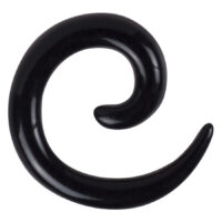 Spirale dilatatore nera e lucida in PMMA su sfondo bianco