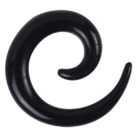 Spirale dilatatore nero in acrilico su sfondo bianco