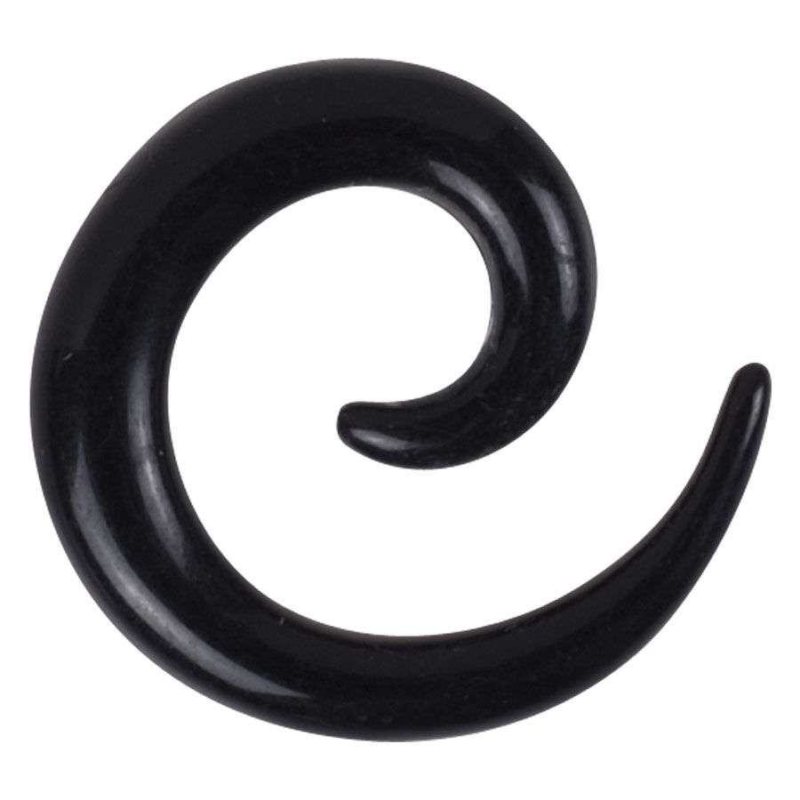 Spirale dilatatore nero in acrilico su sfondo bianco